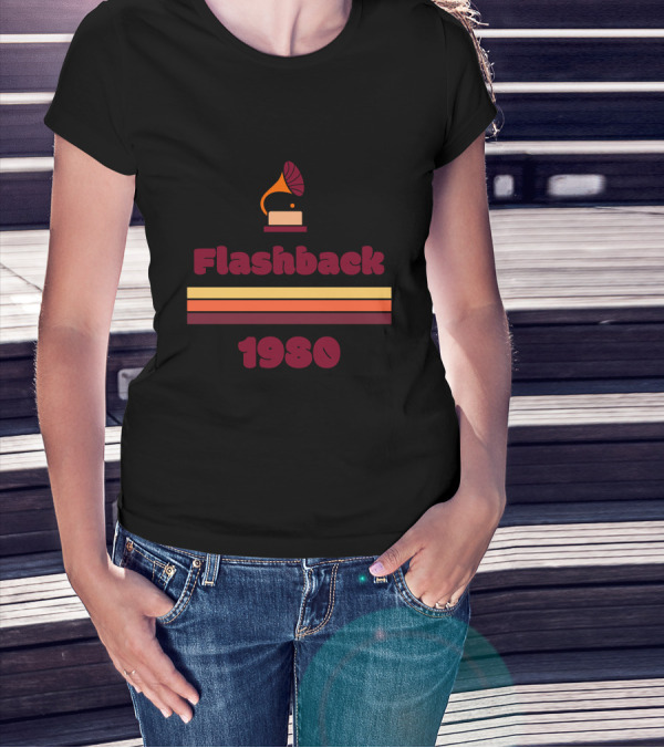 Flashback 1980 Retro Colorful Phonograph Stripes T-Shirt