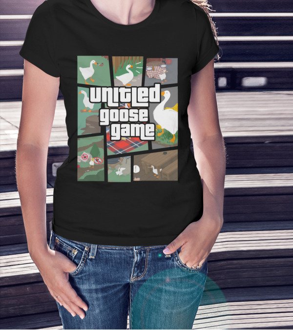 Untitled Goose Game Comic Style Mischief Scenes T-Shirt