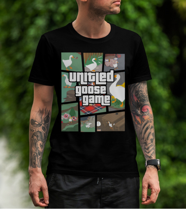 Untitled Goose Game Comic Style Mischief Scenes T-Shirt