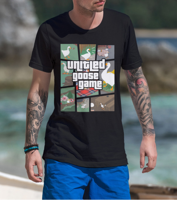 Untitled Goose Game Comic Style Mischief Scenes T-Shirt