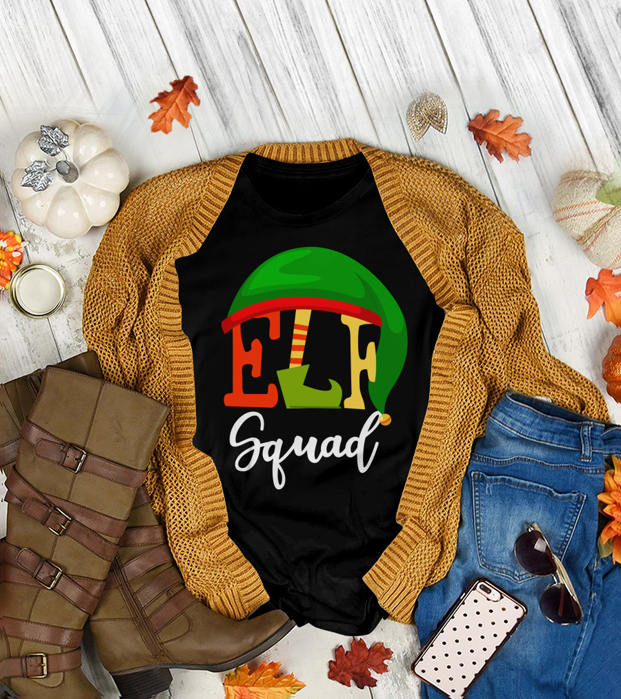 Elf Squad Green Hat Festive T-Shirt