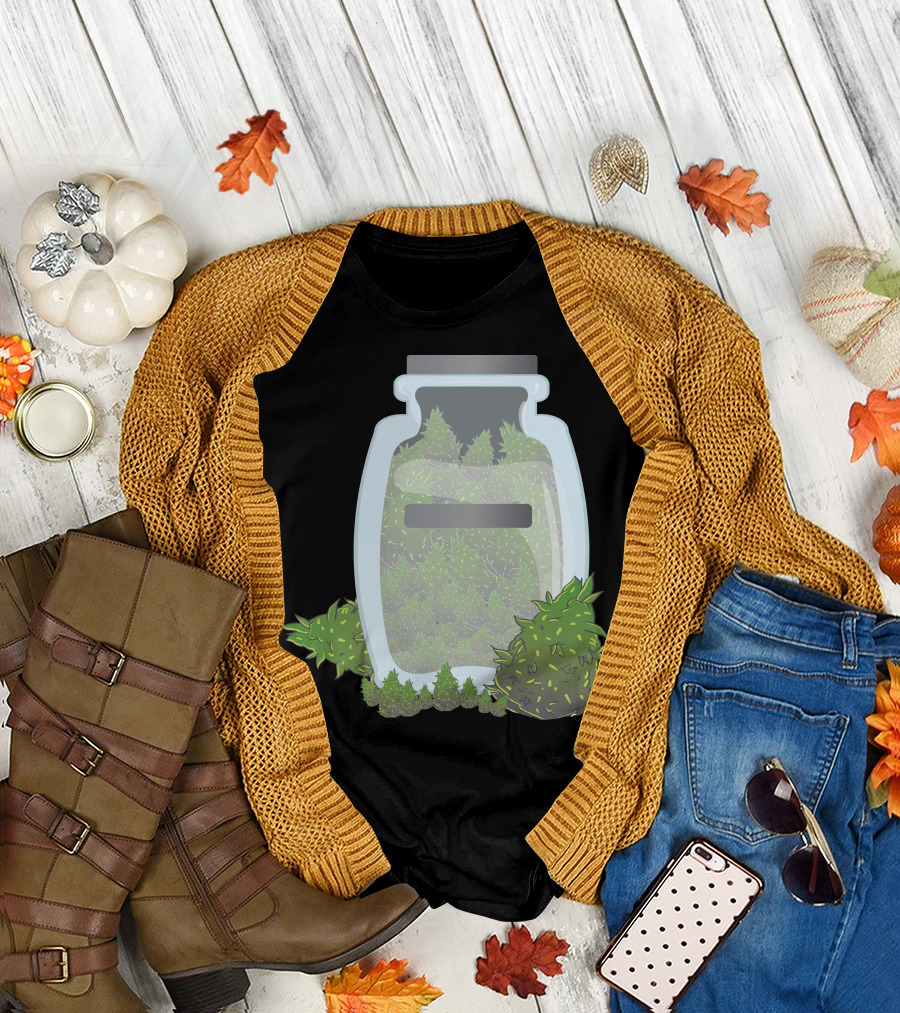 Marijuana Bud Jar with Green Cannabis T-Shirt