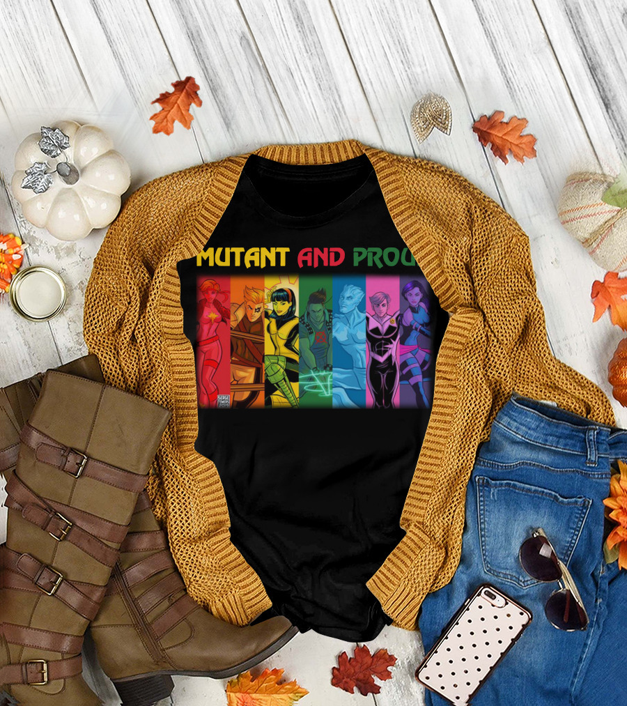 Mutant And Proud Marvel X-Men Rainbow Characters T-Shirt