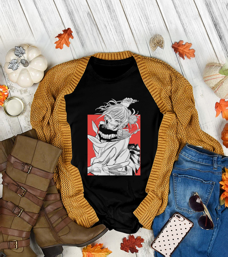 Himiko Toga Sketch Black and Red Anime Character T-Shirt