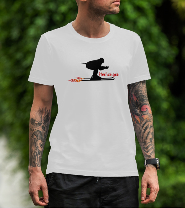 Hochzeiger Skiing Silhouette With Flames T-Shirt