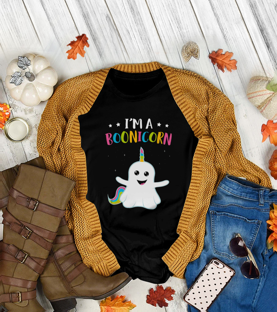 I'm A Boonicorn Rainbow Ghost Unicorn with Horn and Stars T-Shirt