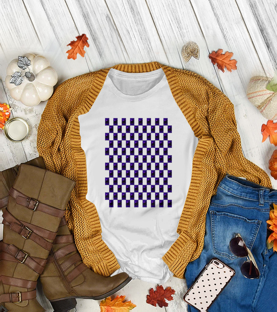 Purple Solar Eclipse Checkerboard Circles T-Shirt