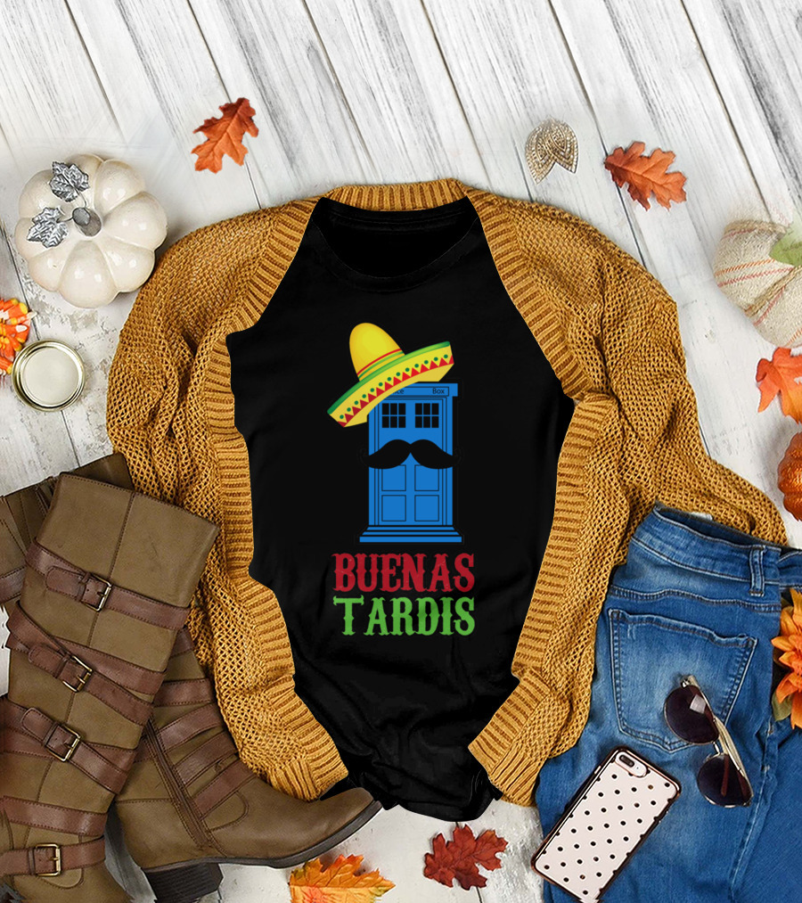 Buenas Tardis Sombrero TARDIS with Mustache T-Shirt