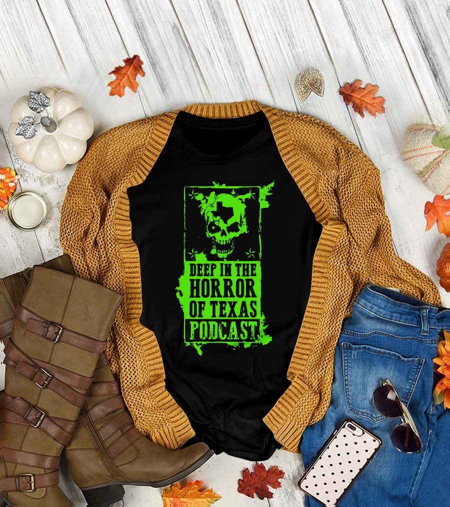 Deep In The Horror Of Texas Podcast Skull and Stars T-Shirt