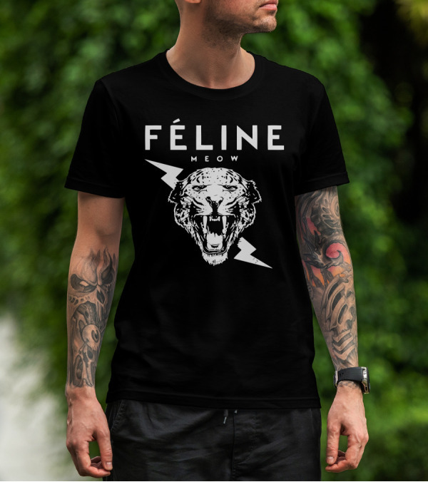 FÉLINE MEOW Roaring Lightning Tiger T-Shirt