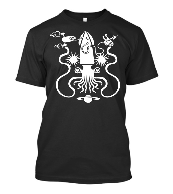 Gargantuan Space Squid Rocket Tentacles Planet Danger Imminent T-Shirt
