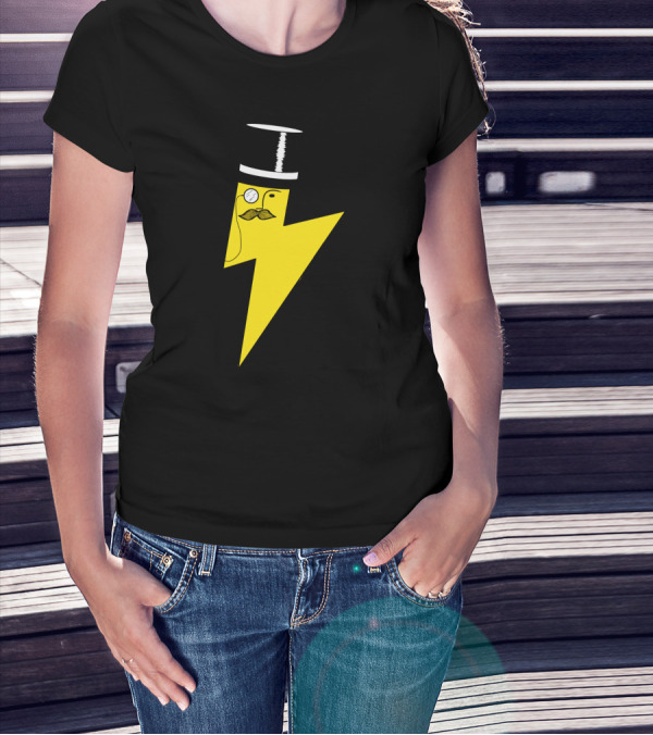 Gentleman Lightning Bolt Top Hat Monocle Moustache T-Shirt