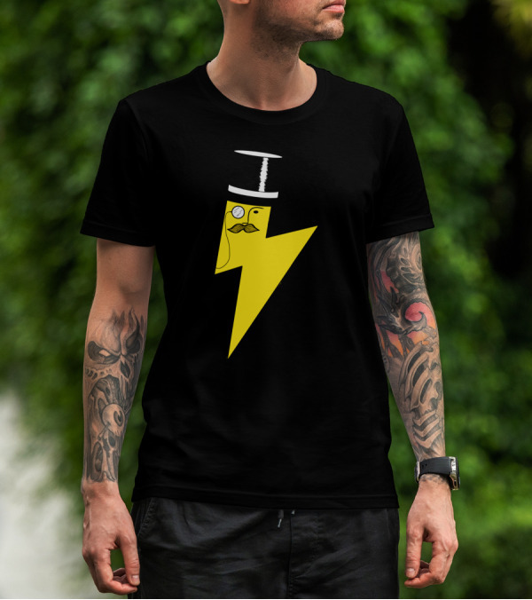 Gentleman Lightning Bolt Top Hat Monocle Moustache T-Shirt