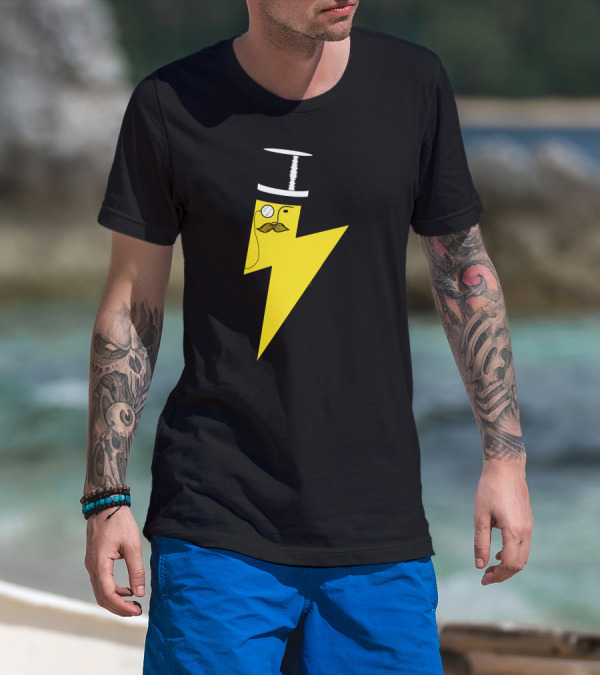 Gentleman Lightning Bolt Top Hat Monocle Moustache T-Shirt