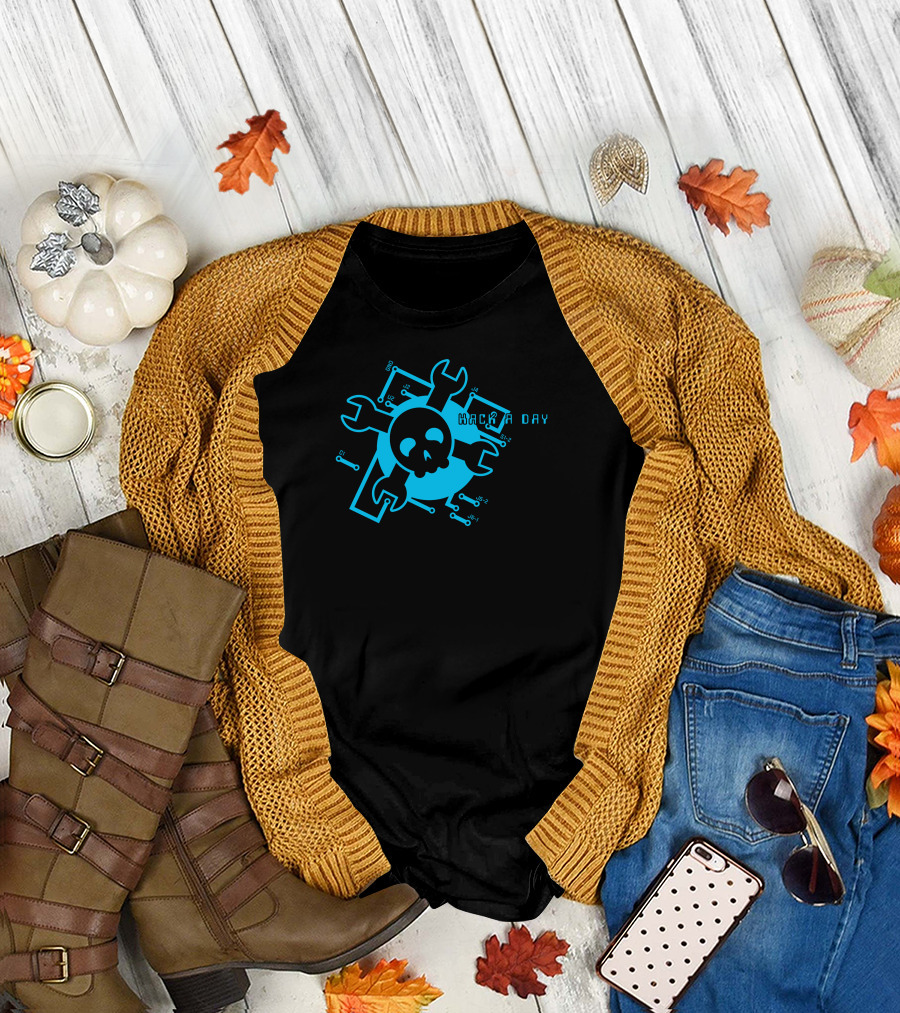 Hacker Circuit Skull Wrench Hack A Day T-Shirt
