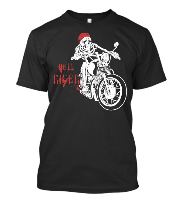 Hell Rider Skeleton Motorcycle With Red Bandana T-Shirt