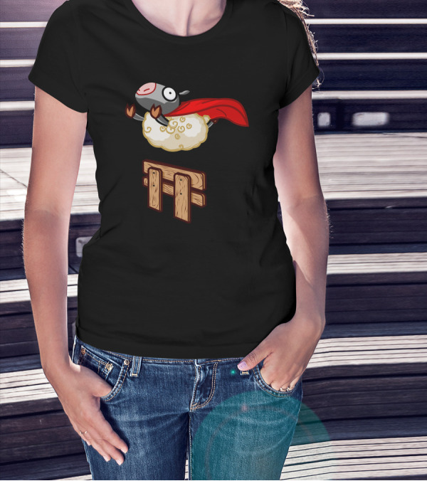 Over The Edge Sheep Superhero Jump T-Shirt