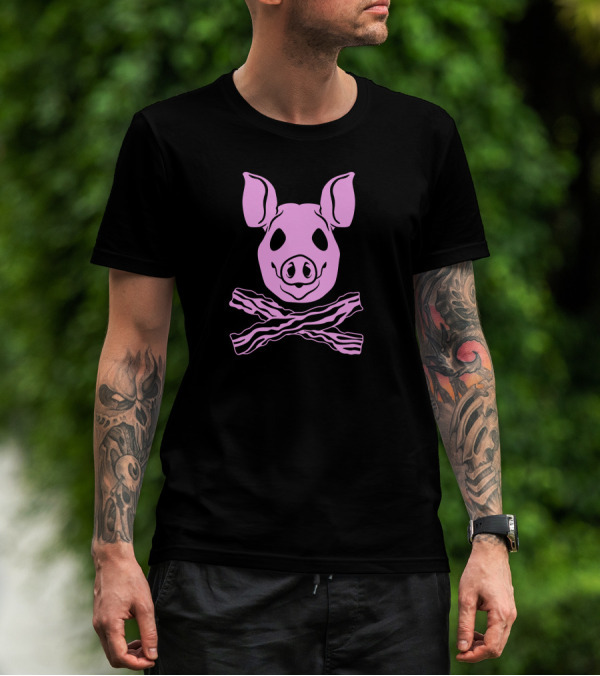 Pig Head With Crossed Bacon Strips T-Shirt