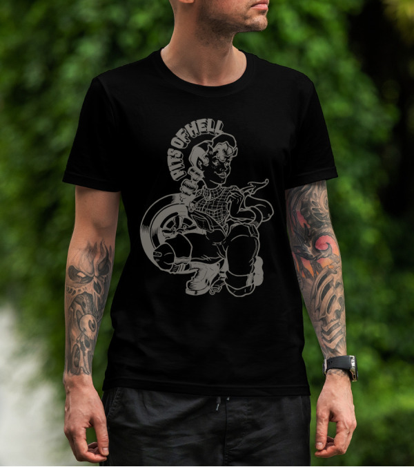 Pits Of Hell Demon Devil With Web And Tire T-Shirt