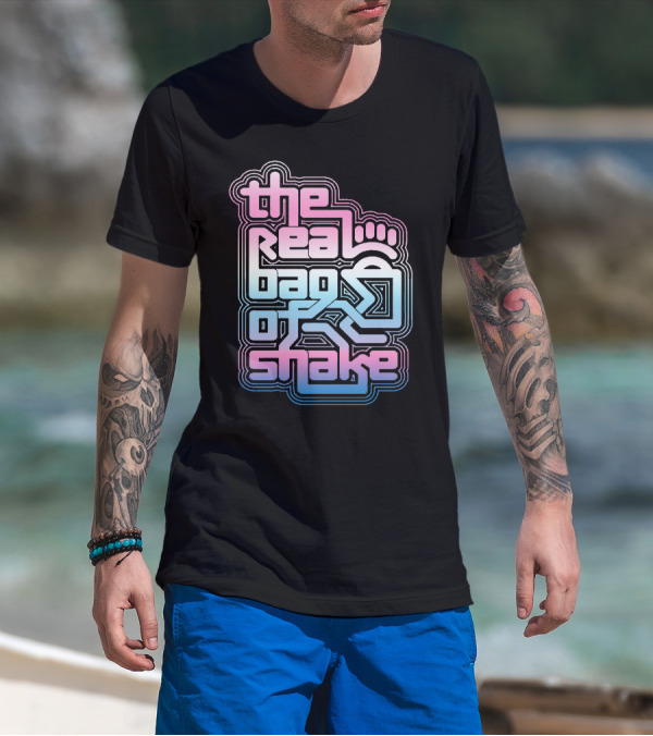 The Real Bag Of Shake Gradient Text Design With Abstract T-Shirt