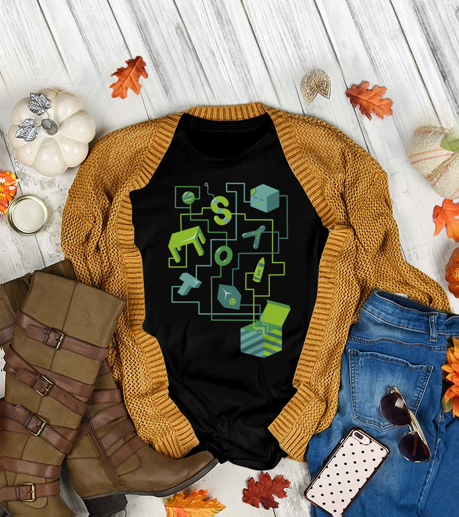 Toys Box Geometric Shapes and Letters Connection T-Shirt
