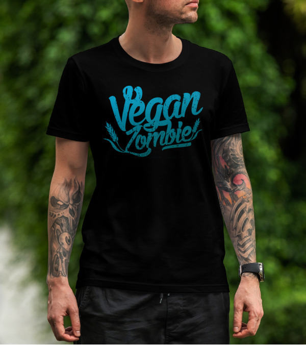 Vegan Zombie Plant-Based Humor With Wheat Accents T-Shirt