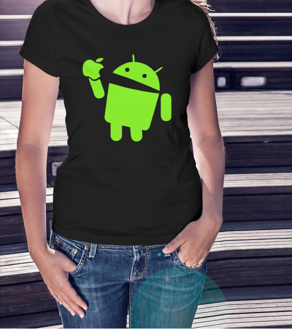 Android Logo Eating Apple T-Shirt