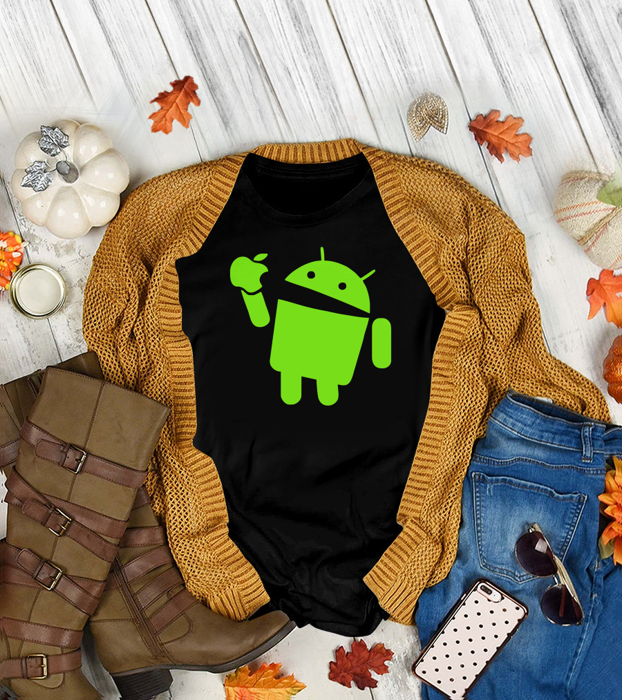 Android Logo Eating Apple T-Shirt