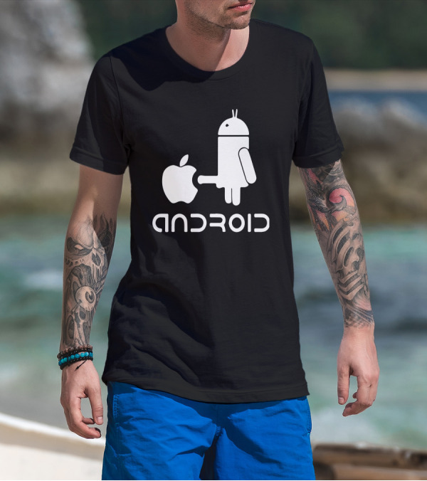 Android Robot Eating Apple T-Shirt