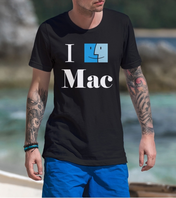 I Love Mac Apple Macintosh Computer Face T-Shirt