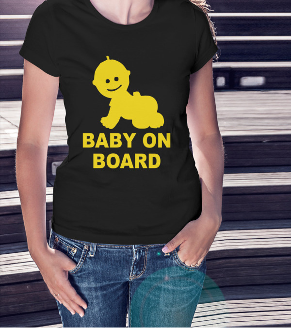 BABY ON BOARD Yellow Crawling Baby T-Shirt