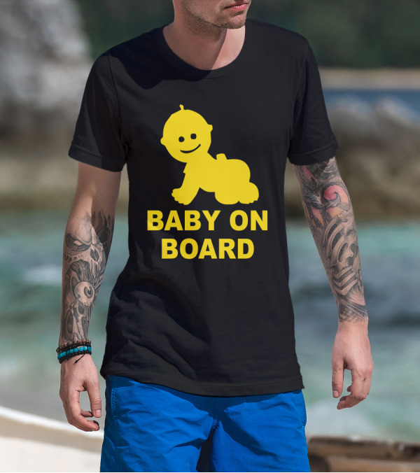 BABY ON BOARD Yellow Crawling Baby T-Shirt