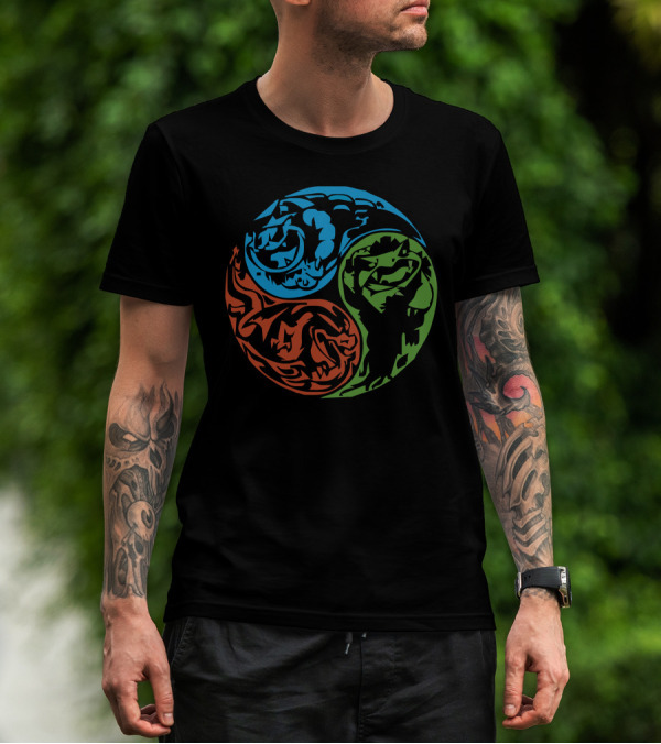 Avatar Elemental Bending Fire Water Earth Balance T-Shirt