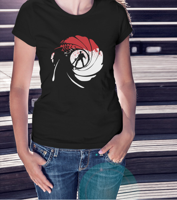 Chainsaws Are Forever Spy Chainsaw Silhouette In Gun Barrel T-Shirt