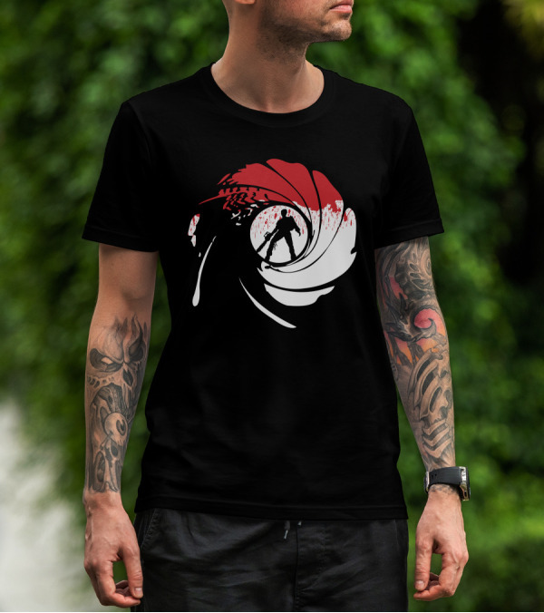 Chainsaws Are Forever Spy Chainsaw Silhouette In Gun Barrel T-Shirt
