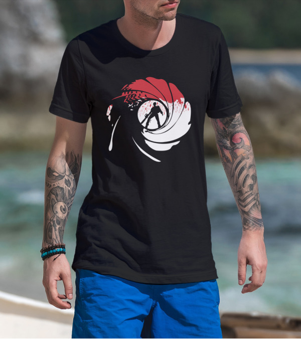 Chainsaws Are Forever Spy Chainsaw Silhouette In Gun Barrel T-Shirt