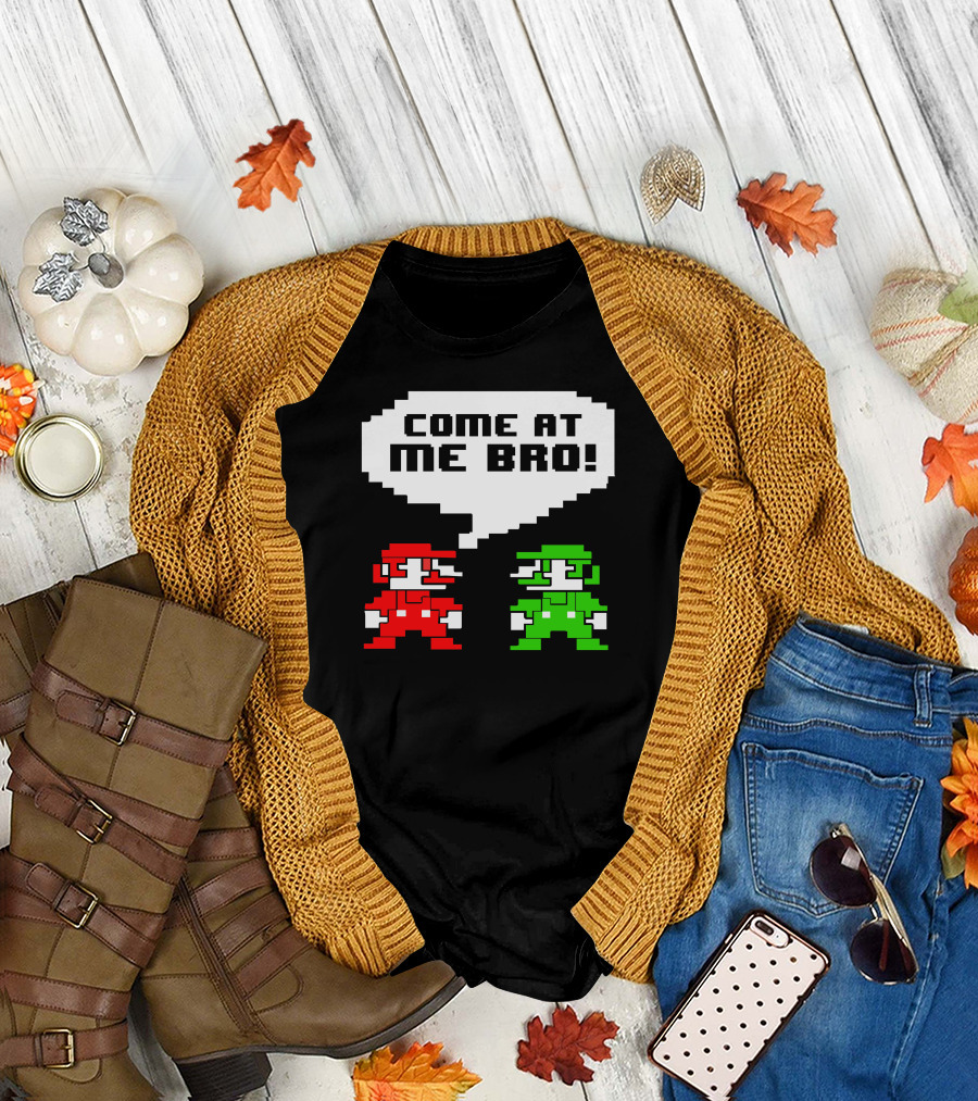 Come At Me Bro Retro Video Game Style Pixel Characters Confrontation T-Shirt