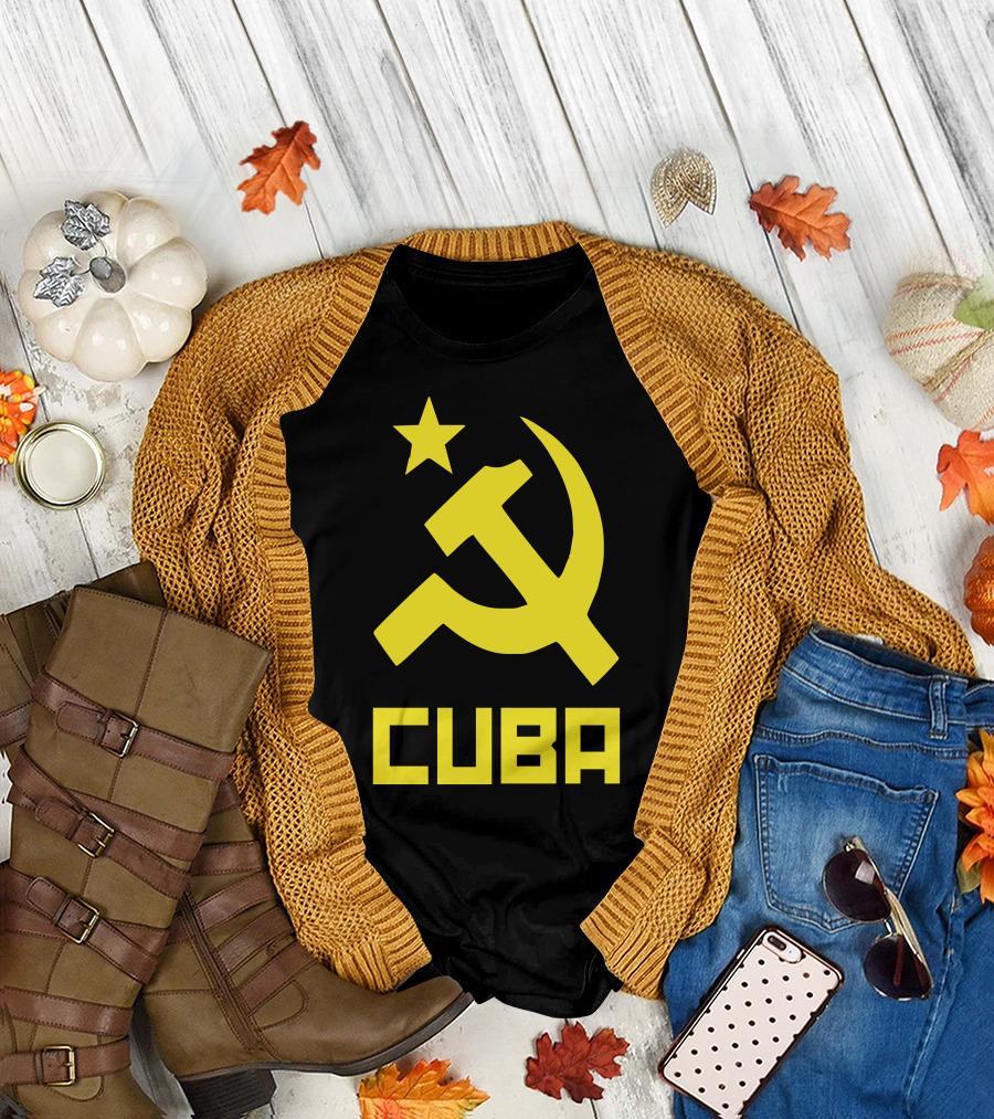 Cuba USSR Russia Revolution Che New Hammer Sickle Star T-Shirt