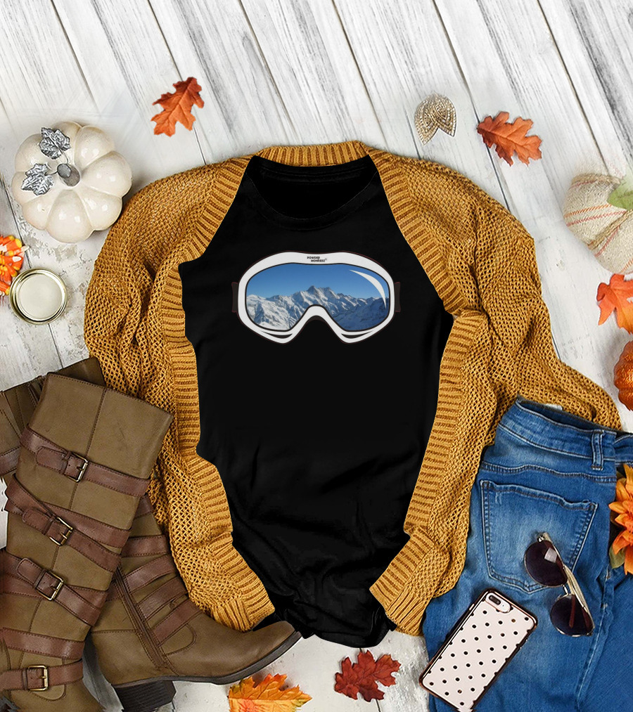 POWDER MONKEEZ Ski Goggles Mountain景 T-Shirt