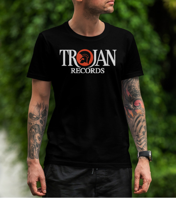 Trojan Records Brand Iconic Logo Featuring Bold Text With Classic Helmet T-Shirt