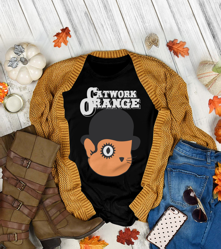 Catwork Orange Cat in Bowler Hat with Eyelash T-Shirt