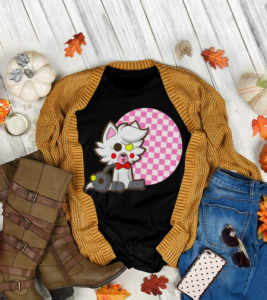 Chibi Mangle Pink Checkered Background Cute Anime T-Shirt