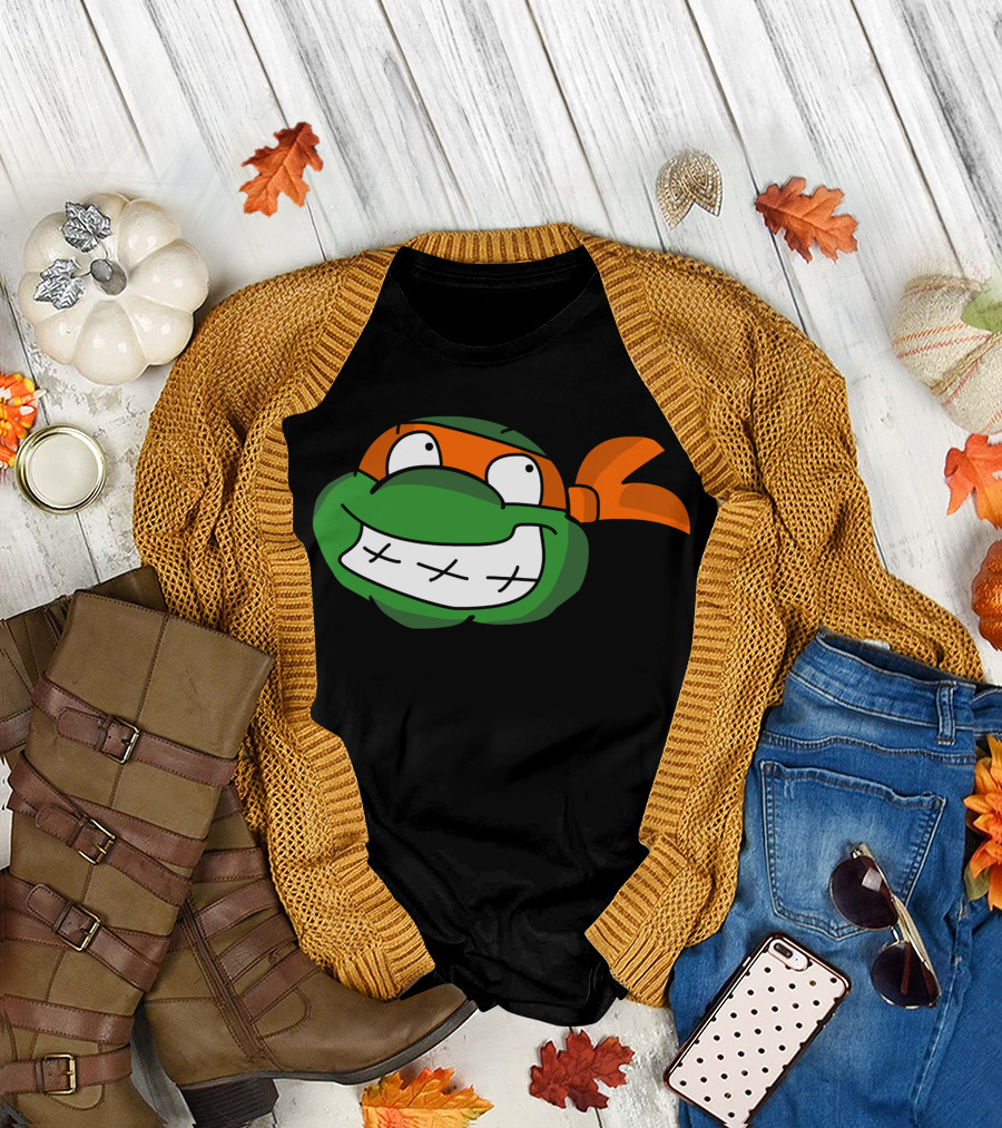 Cowabunga Dude Ninja Turtle Mask Grin T-Shirt