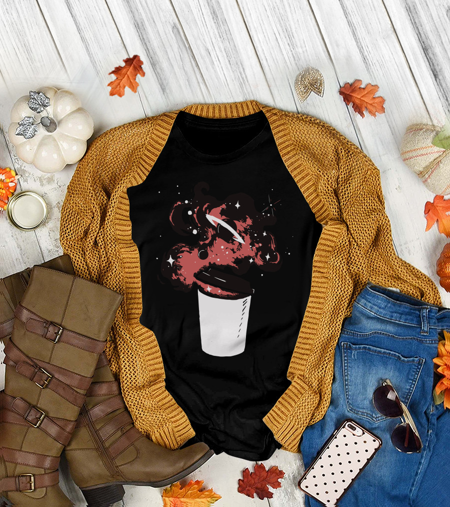 Cup Of Something Cosmic Galaxy Swirls and Stars T-Shirt
