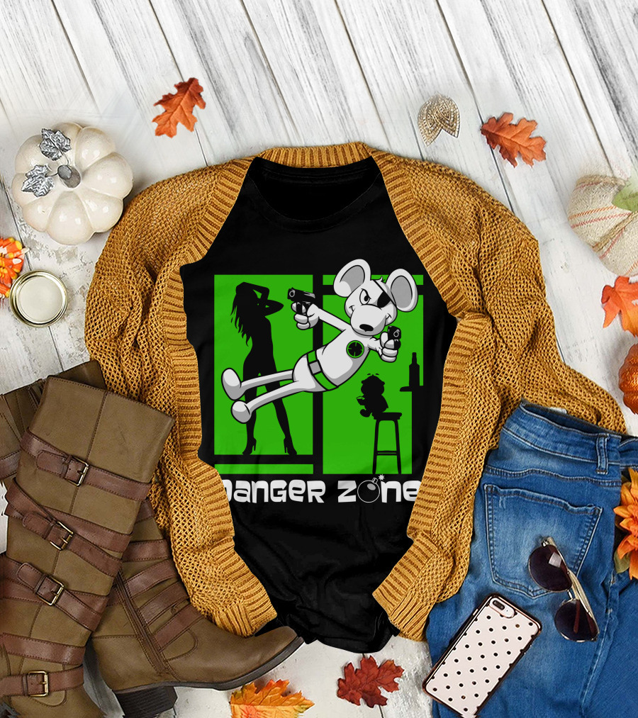 Danger Zone Secret Agent Mouse Silhouette Adventure T-Shirt