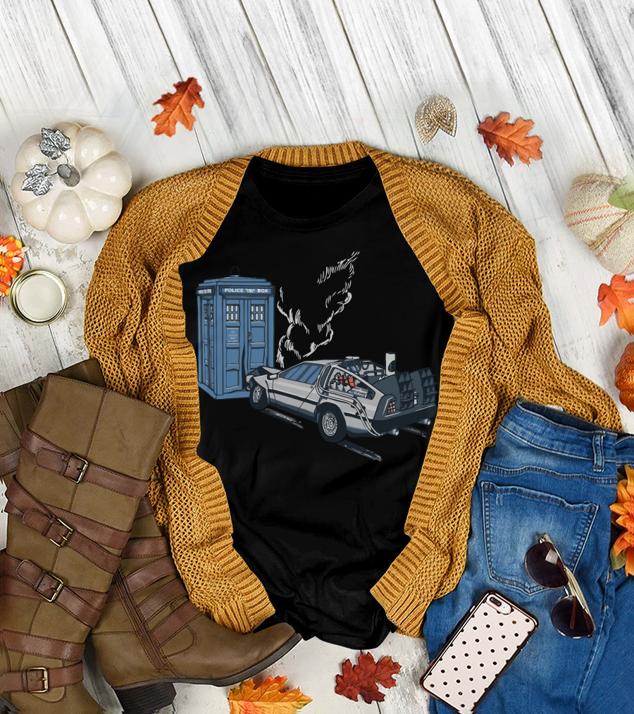 Police Box Meets Time Machine - It Came Out of Nowhere T-Shirt
