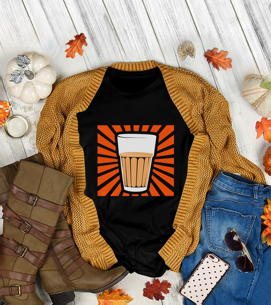 Make Chai Not War Bold Text with Radiating Chai Glass T-Shirt