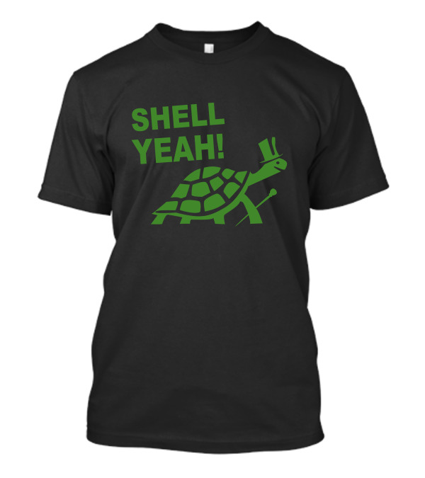 SHELL YEAH Green Turtle With Hat And Cane T-Shirt