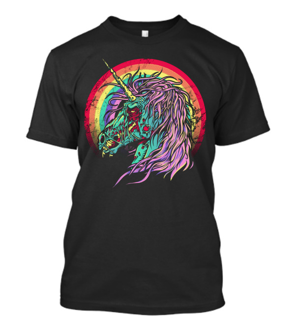 Zombie Unicorn Psychedelic Rainbow Undead Fantasy T-Shirt