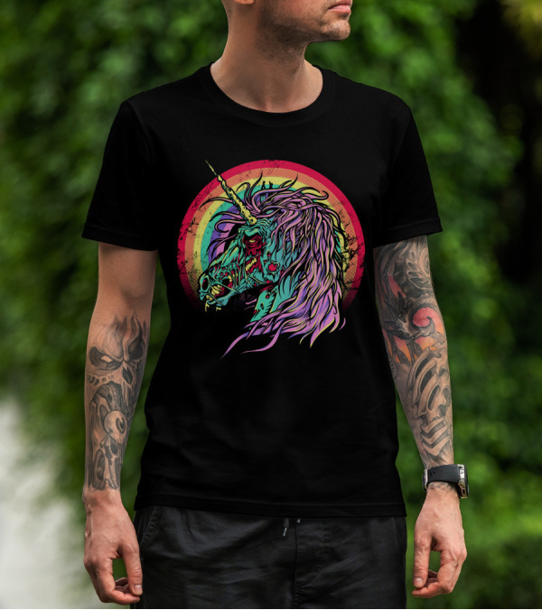 Zombie Unicorn Psychedelic Rainbow Undead Fantasy T-Shirt